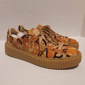 PUMA l FENTY RIHANNA Women’s Sneakers Orange Camo Leather/Suede Sz10